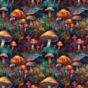 Magical Mushrooms in a Forest