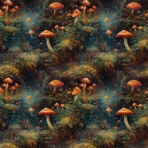 Magical Mushrooms in a Forest