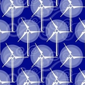 Turbines and wind in blue