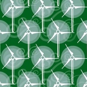 Turbines and wind in green
