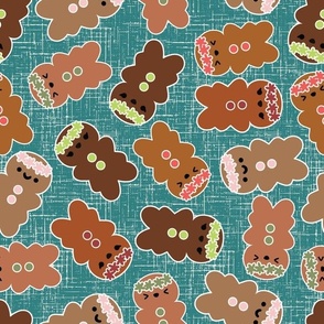 medium 12x12in gingerbread gals - teal linen