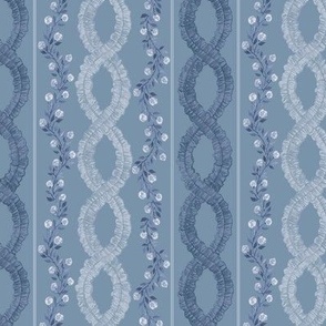 Rococo Ruffles & Roses - Chambray Blue Colorway - Smaller Scale