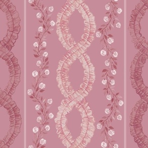 Rococo Ruffles & Roses - Rose Pink Colorway  - Larger Scale