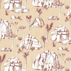 Joshua Tree Toile - 12" large - garnet and gold