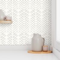 Minimalist Hand Drawn Chevron Stripes, Grey Brown