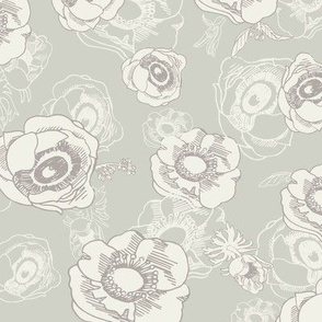 FLOATING BLOOMS Taupe by ARTSYANAFLORIDA