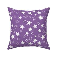 watercolor white stars over purple orchid background