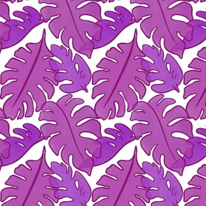 Purple monstera leaves in repeating dot pattern - medium