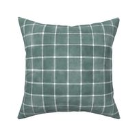 Greyed Teal Green Window pane Check Gingham - Medium Scale - Coastal Chic Coordinate Beach House 