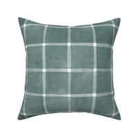 Greyed Teal Green Window pane Check Gingham - Large Scale - Coastal Chic Coordinate Beach House 