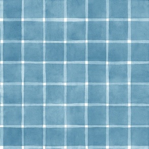 Smoky Beach Blue Window pane Check Gingham - Medium Scale - Boho Beach House Collection