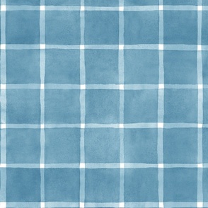 Smoky Beach Blue Window pane Check Gingham - Large Scale - Boho Beach House Collection