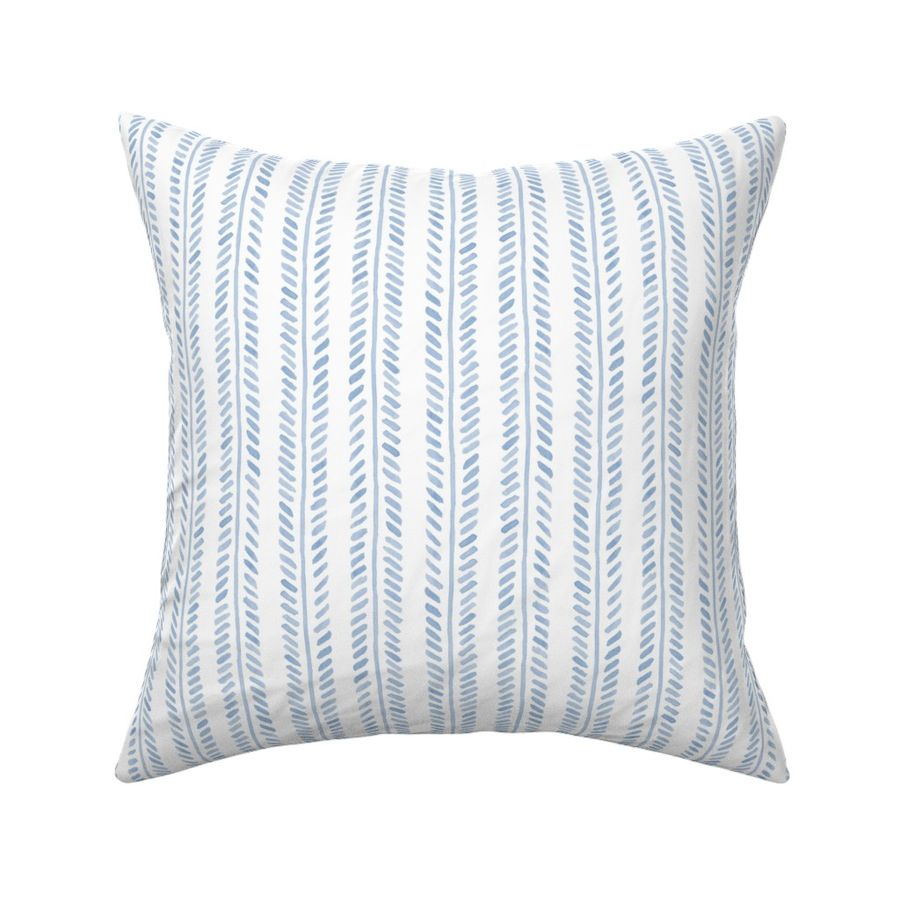 Watercolor Herringbone Stripe - Chambray Blue Colorway