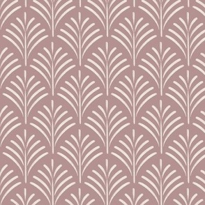 art deco fronds _ creamy white_ dusty rose pink _ scallop
