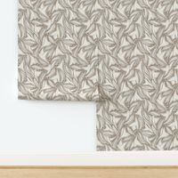 Birds and Berries | Creamy White, Khaki Brown, Purple Brown Gray | All Over Print