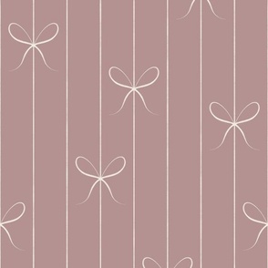 bows _ creamy white_ dusty rose pink _ stripe