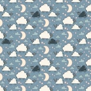 Counting Sheep In the Clouds Sweet Dreams Blue, Mini