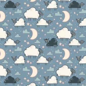 Counting Sheep In the Clouds Sweet Dreams Blue, Small