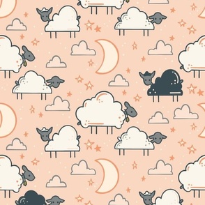 Counting Sheep In the Clouds Sweet Dreams Peach