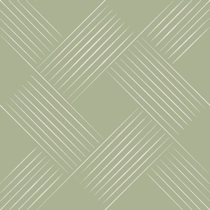 Contemporary Geometric Weave _ Creamy White_ Light Sage Green _ Rustic Cottagecore Lines