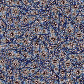 Floral Paisley tan and blue © 2012 by Jane Walker