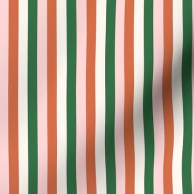 Deckchair narrow stripes (10mm) - Pink, Green, White (Co-ordinate Ditsy Vintage Floral)