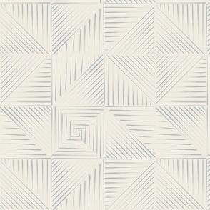 Line Quilt _ Creamy White_ French Gray Blue _ Geometric