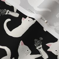 Bad Cats Knocking Stuff Over, White Cats on Black