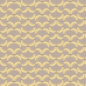 471 - Medium small scale bananas Monkeys in the jungle coordinate in pale soft baby yellow, and warm taupe greige  - for table linens, aprons, tea towels, nursery wallpaper and accessories.
