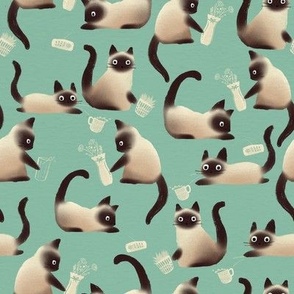 Bad Siamese Cats Knocking Stuff Over, Mint Green