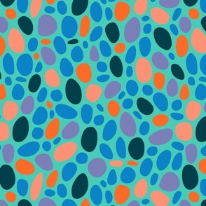 PEBBLY BOTTOM Abstract Pebbles Minimalist Undersea Ocean Sea Texture Coordinate in Orange Blush Teal Blue Purple on Turquoise - MEDIUM Scale - UnBlink Studio by Jackie Tahara