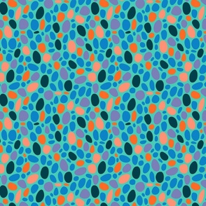 PEBBLY BOTTOM Abstract Pebbles Minimalist Undersea Ocean Sea Texture Coordinate in Orange Blush Teal Blue Purple on Turquoise - SMALL Scale - UnBlink Studio by Jackie Tahara