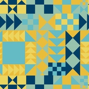 Blue and Yellow Patchwork Medium