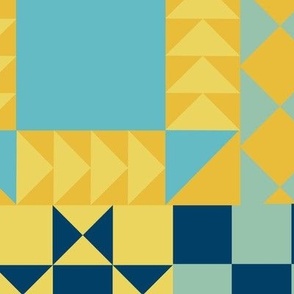 Blue and Yellow Patchwork Large