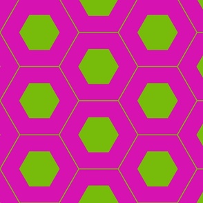 Vivid Hexagons Kaleidoscope (Neon Pink, Green)