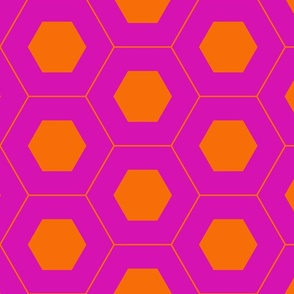 Vivid Hexagons Kaleidoscope (Neon Pink, Orange)