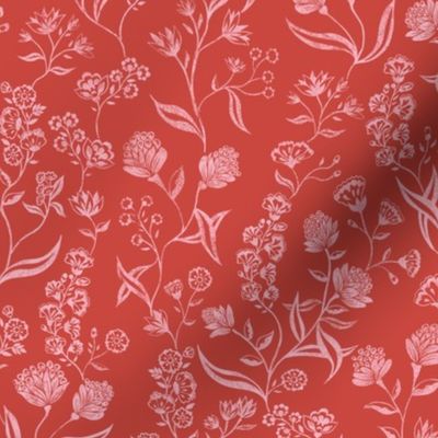 Ingrid Vintage Inspired  floral Copper red pink medium
