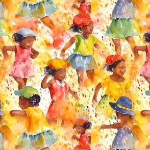 African American Children in Watercolor