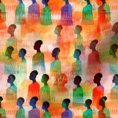 Watercolor People of Color Silhouettes