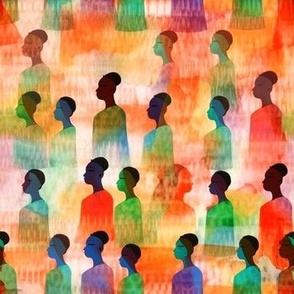 Watercolor People of Color Silhouettes