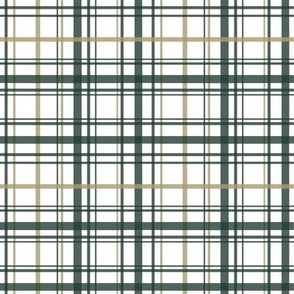 golden and green Christmas plaid on white (small 4x4)