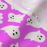 Medium Scale // Cute Halloween Ghosts on Light Fuchsia