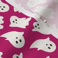 Medium Scale // Cute Halloween Ghosts on Bright Raspberry Pink