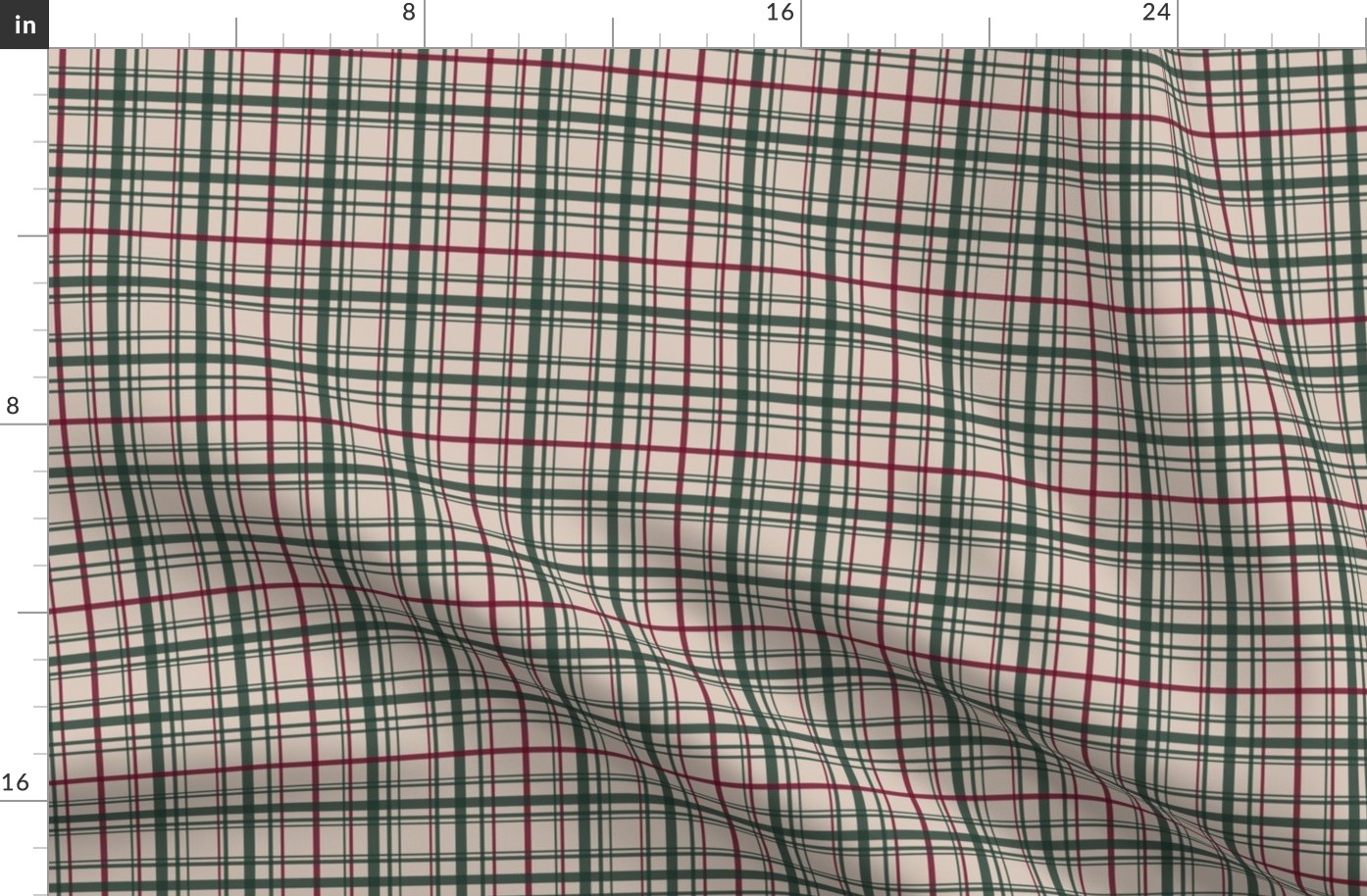 Red and green Christmas plaid on nutmeg (small 4x4)