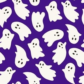 Medium Scale // Cute Halloween Ghosts on Bright Violet