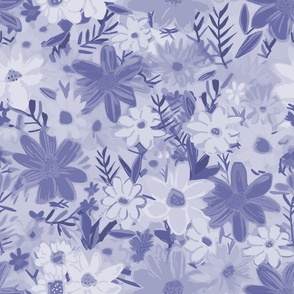 Daisy Flowers Abstract by kedoki in blue toile