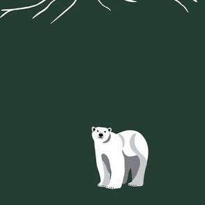 Polar bears in a festive green winter mountain scape (large 10x10)
