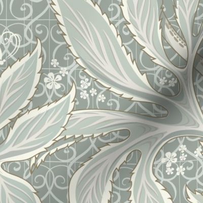 (M/not textured) v.2 Victorian Lace Hellebore / Victorian-Era Floral / Arts and Crafts Style  / vector / revised v.2 /medium scale/  see other scales in collection 