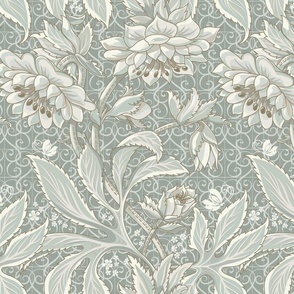 (M/not textured) v.2 Victorian Lace Hellebore / Victorian-Era Floral / Arts and Crafts Style  / vector / revised v.2 /medium scale/  see other scales in collection 