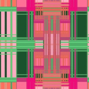 Bright Summer Geometrical Design (line art) Fuchsia, Pink, Green, Coral, Lime Green